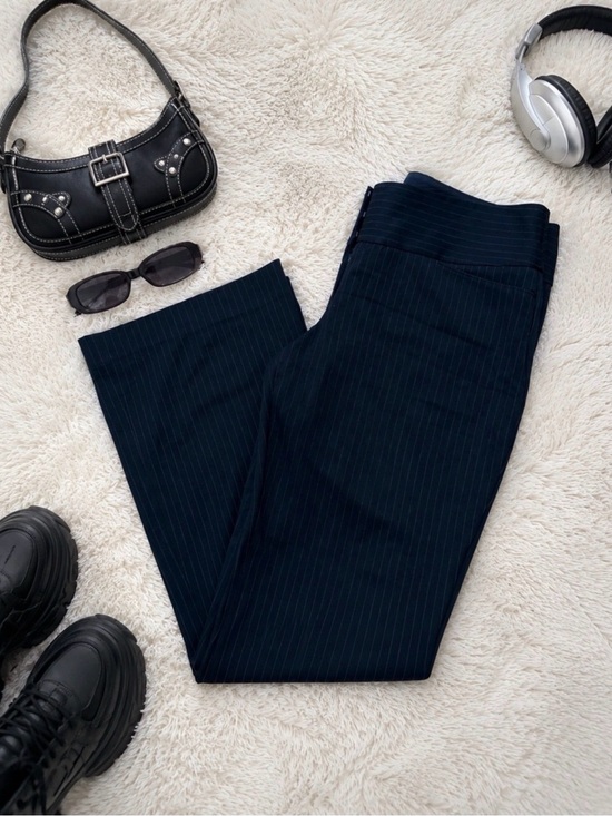 Express Pants - Editor Wide Waistband Pinstripe Pants